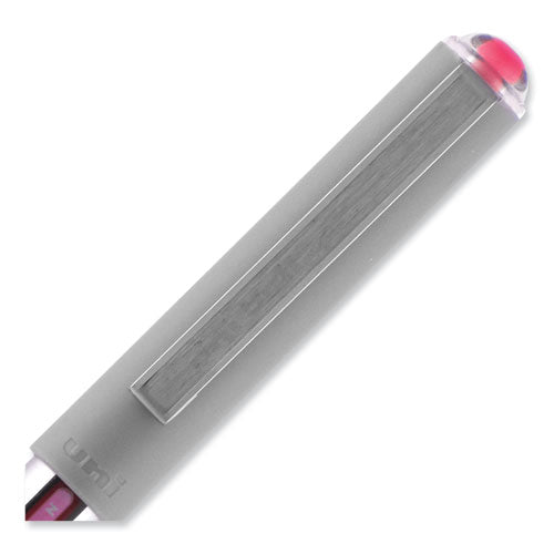 Vision Roller Ball Pen, Stick, Fine 0.7 Mm, Pink Ink, Silver/pink/clear Barrel, Dozen