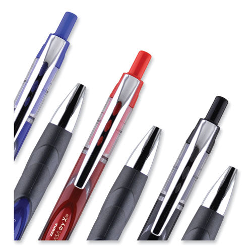 Sarasa Dry Gel X30 Gel Pen, Retractable, Medium 0.7 Mm, Red Ink, Red/black/silver Barrel, 12/pack