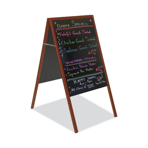 Magnetic Wet Erase Board, 25 X 35, 45" Tall, Black Surface, Cherry Wood Frame