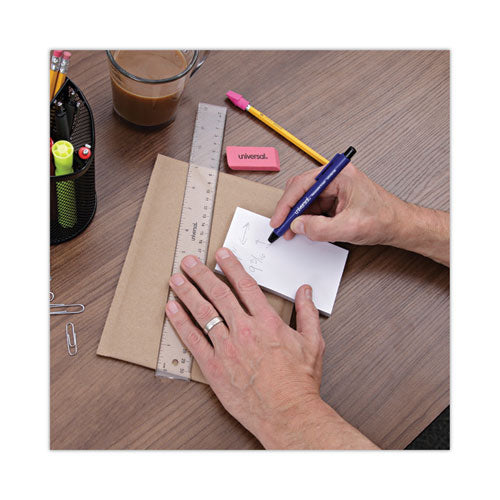 Pen-style Retractable Eraser, For Pencil Marks, White Eraser, Assorted Barrel Colors, 6/pack