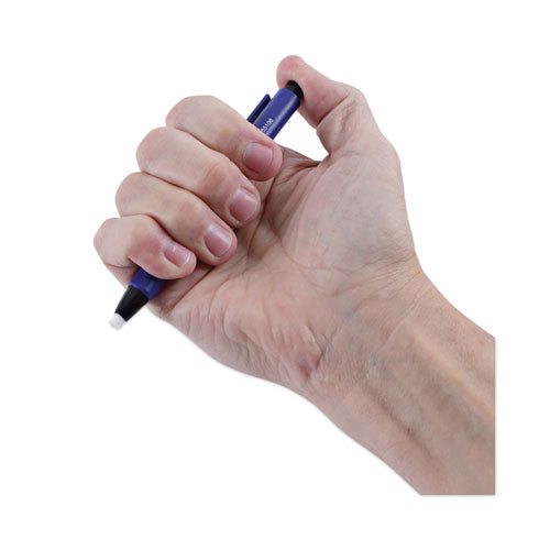Pen-style Retractable Eraser, For Pencil Marks, White Eraser, Assorted Barrel Colors, 6/pack