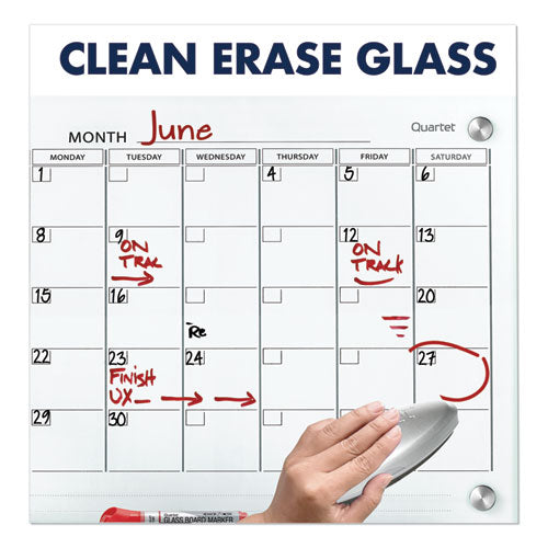 Infinity Magnetic Glass Calendar Board, One Month, 48 X 36, White Surface