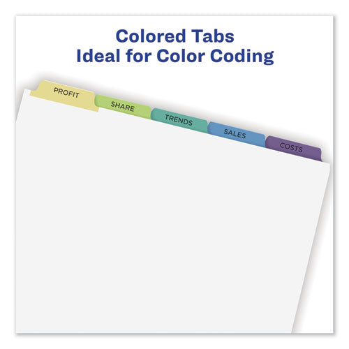 Print And Apply Index Maker Clear Label Dividers, 5-tab, Color Tabs, 11 X 8.5, White, Contemporary Color Tabs, 5 Sets