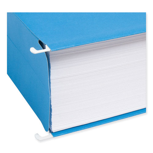 Hanging Pockets With Full-height Gusset, 1 Section, 3" Capacity, Letter Size, 1/5-cut Tabs, Sky Blue, 25/box