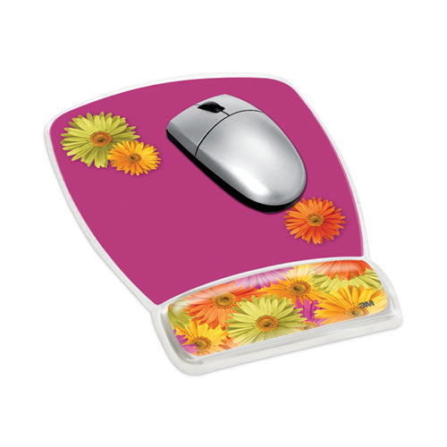 Fun Design Clear Gel Mouse Pad With Wrist Rest, 6.8 X 8.6, Daisy Design