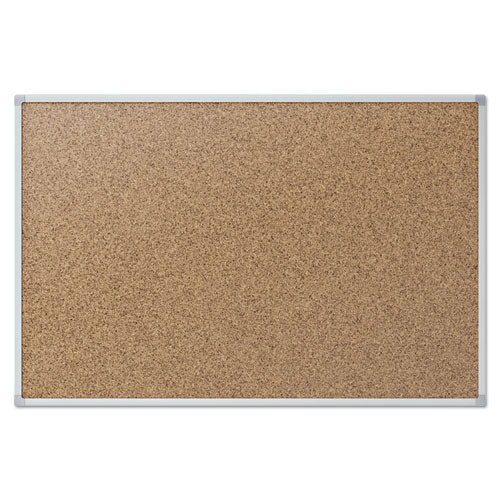 Economy Cork Board With Aluminum Frame, 24 X 18, Tan Surface, Silver Aluminum Frame