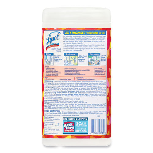 Disinfecting Wipes, 1-ply, 7 X 7.25, Mango And Hibiscus, White, 80 Wipes/canister, 6 Canisters/carton