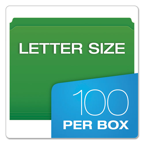 Double-ply Reinforced Top Tab Colored File Folders, Straight Tabs, Letter Size, 0.75" Expansion, Bright Green, 100/box