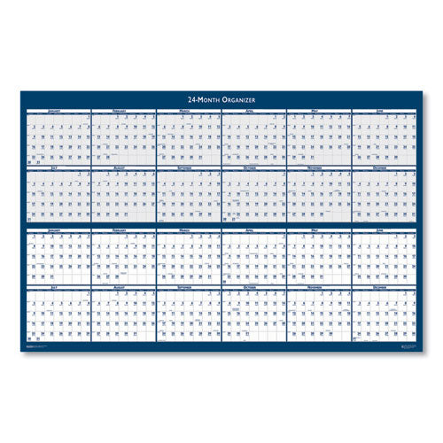 Reversible/erasable 2 Year Wall Calendar, 24 X 37, Light Blue/blue/white Sheets, 24-month (jan To Dec): 2024 To 2025