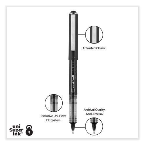 Vision Roller Ball Pen, Stick, Bold 1 Mm, Black Ink, Gray/black/clear Barrel, Dozen