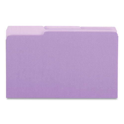 Interior File Folders, 1/3-cut Tabs: Assorted, Legal Size, 11-pt Stock, Violet, 100/box