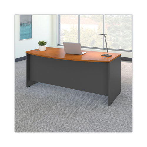 Series C Collection Bow Front Desk, 71.13" X 36.13" X 29.88", Natural Cherry/graphite Gray