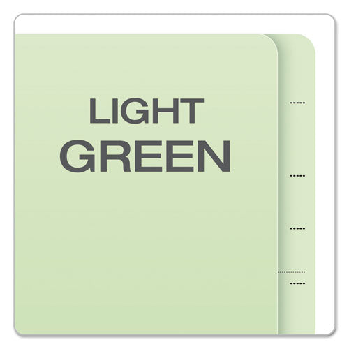 End Tab Classification Folders, 2.5" Expansion, 2 Dividers, 6 Fasteners, Letter Size, Pale Green Exterior, 10/box