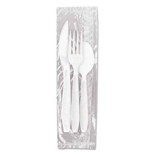 Reliance Mediumweight Cutlery Kit, Knife/fork/spoon/salt/pepper/napkin, Black, 250 Kits/carton