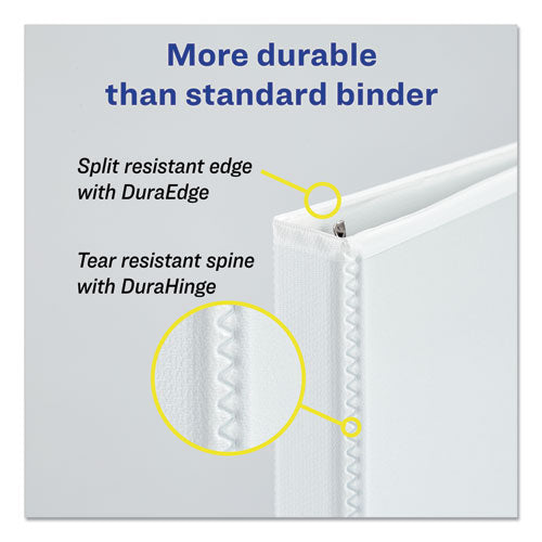 Durable View Binder With Durahinge And Slant Rings, 3 Rings, 1" Capacity, 11 X 8.5, White