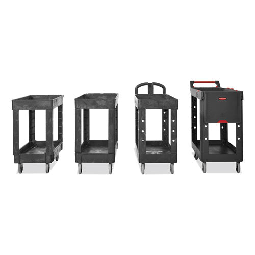 Service/utility Carts, Plastic, 2 Shelves, 500 Lb Capacity, 34.13" X 17.38" X 32.38", Black