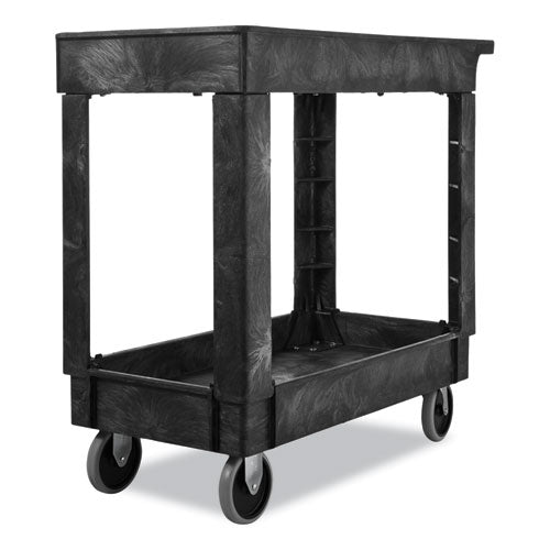 Service/utility Carts, Plastic, 2 Shelves, 500 Lb Capacity, 34.13" X 17.38" X 32.38", Black