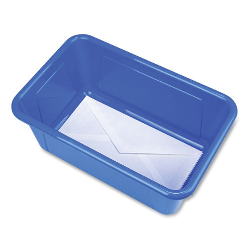 Cubby Bin With Lid, 1 Section, 2 Gal, 8.2 X 12.5 X 11.5, Blue, 5/pack