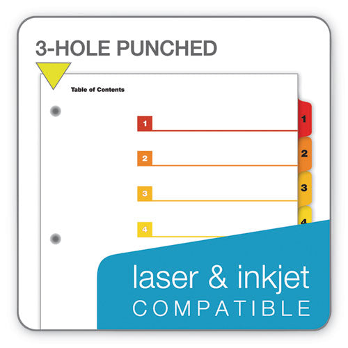 Onestep Printable Table Of Contents And Dividers, 8-tab, 1 To 8, 11 X 8.5, White, 6 Sets