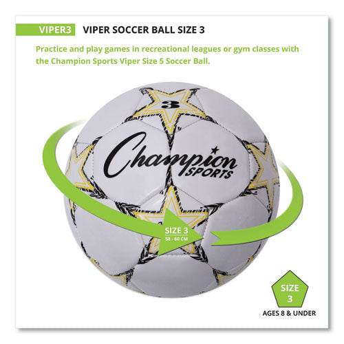 Viper Soccer Ball, No. 3 Size, 7.25" To 7.5" Diameter, White