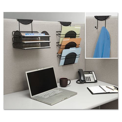 Perf-ect Partition Additions Three-pocket Organizer, 12.5 X 6.75 X 21.38, Over-the-panel Mount, Black
