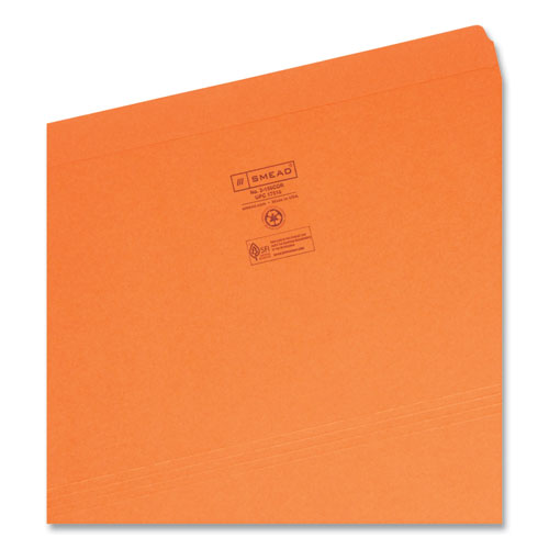 Reinforced Top Tab Colored File Folders, Straight Tabs, Legal Size, 0.75" Expansion, Orange, 100/box