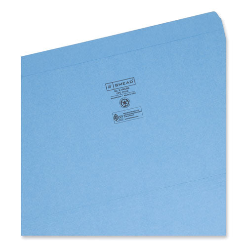 Reinforced Top Tab Colored File Folders, Straight Tabs, Legal Size, 0.75" Expansion, Blue, 100/box