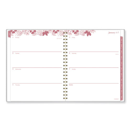 Thicket Weekly/monthly Planner, Floral Artwork, 11 X 9.25, Gray/rose/peach Cover, 12-month (jan To Dec): 2024