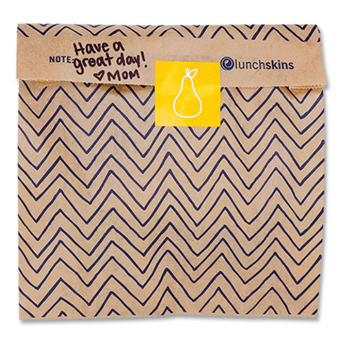 Xl Sandwich Bag With Resealable Stickers, 7.1 X 2 X 9.1, Kraft With Black Chevron Pattern, 50/box