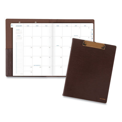 Signature Collection Monthly Clipfolio, 11 X 8, Distressed Brown Cover, 13-month (jan To Jan): 2024 To 2025