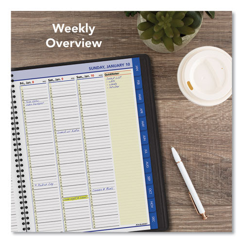 Quicknotes Weekly Vertical-column Format Appointment Book, 11 X 8.25, Black Cover, 12-month (jan To Dec): 2024