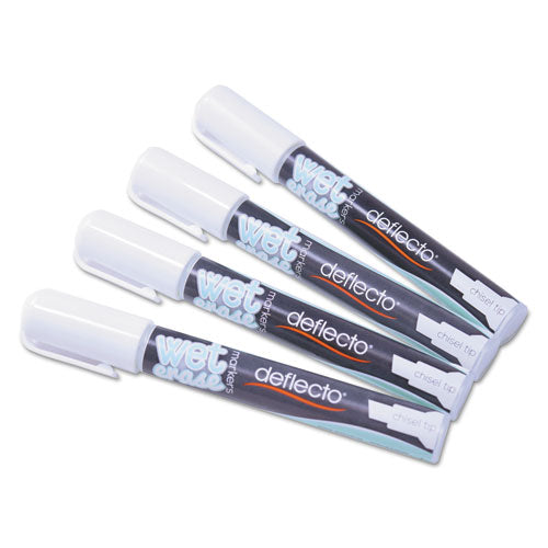 Wet Erase Markers, Medium Chisel Tip, White, 4/pack