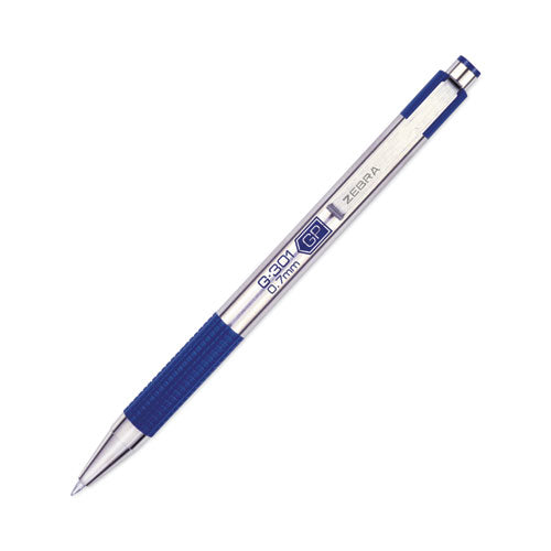 G-301 Gel Pen, Retractable, Medium 0.7 Mm, Blue Ink, Stainless Steel/blue Barrel