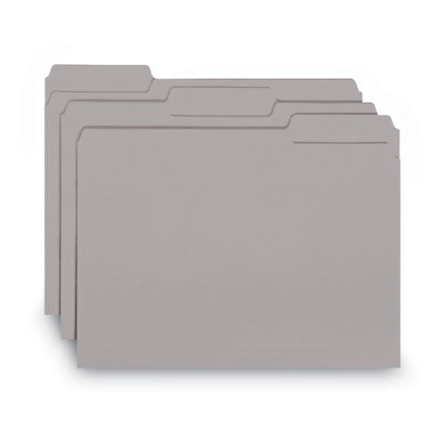 Interior File Folders, 1/3-cut Tabs: Assorted, Letter Size, 0.75" Expansion, Gray, 100/box