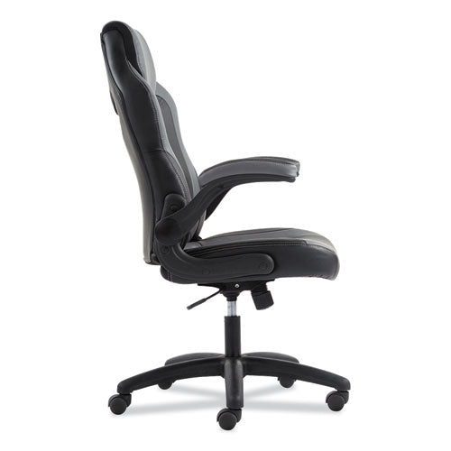 9-one-one High-back Racing Style Chair With Flip-up Arms, Supports Up To 225 Lb, Black Seat, Gray Back, Black Base