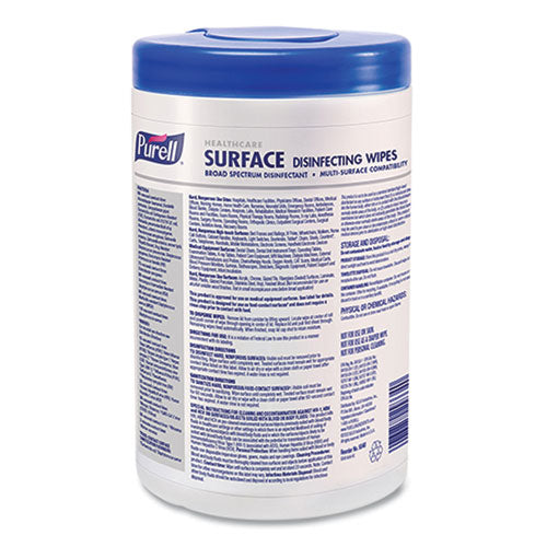 Healthcare Surface Disinfecting Wipes, 1-ply, 7" X 10", Unscented, White, 110 Wipes/canister, 6 Canisters/carton