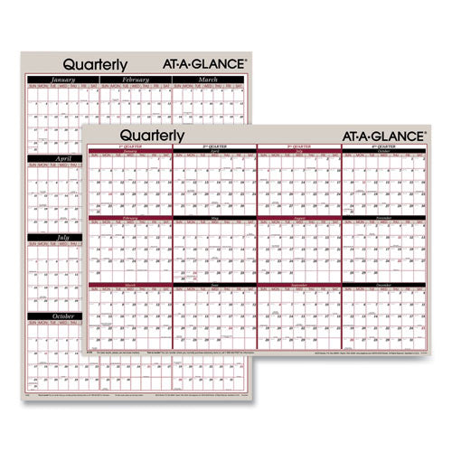 Vertical/horizontal Erasable Quarterly/monthly Wall Planner, 24 X 36, White/black/red Sheets, 12-month (jan To Dec): 2023