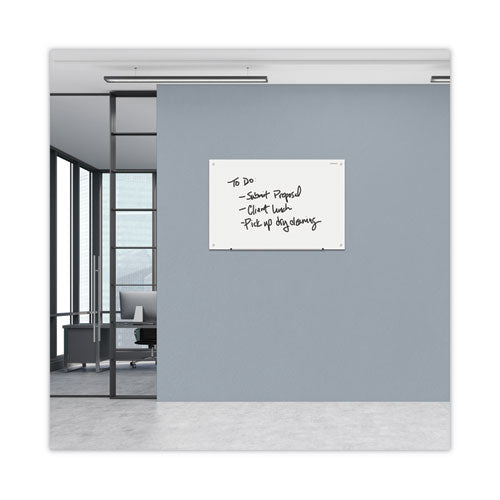 Frameless Glass Marker Board, 36 X 24, White Surface