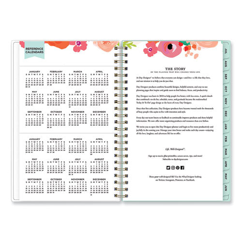 Day Designer “secret Garden Mint” Academic Weekly/monthly Twin-wire Notes Planner, 8 X 5, 12-month (july To June): 2022-2023