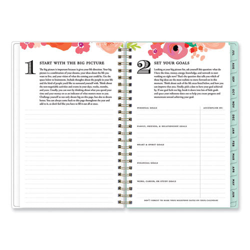 Day Designer “secret Garden Mint” Academic Weekly/monthly Twin-wire Notes Planner, 8 X 5, 12-month (july To June): 2022-2023