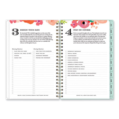 Day Designer “secret Garden Mint” Academic Weekly/monthly Twin-wire Notes Planner, 8 X 5, 12-month (july To June): 2022-2023