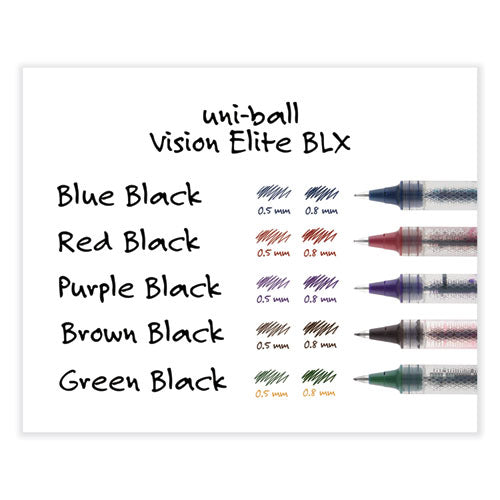 Vision Elite Blx Series Hybrid Gel Pen, Stick, Bold 0.8 Mm, Assorted Ink And Barrel Colors, 5/pack