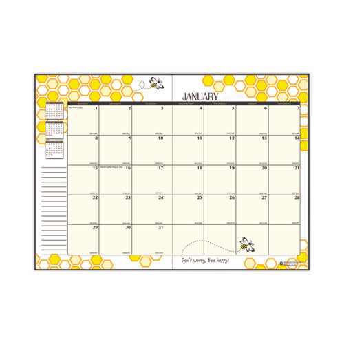 Recycled Honeycomb Monthly Planner, Honeycomb Artwork, 11 X 7, Black/gold Cover, 12-month (jan To Dec): 2024