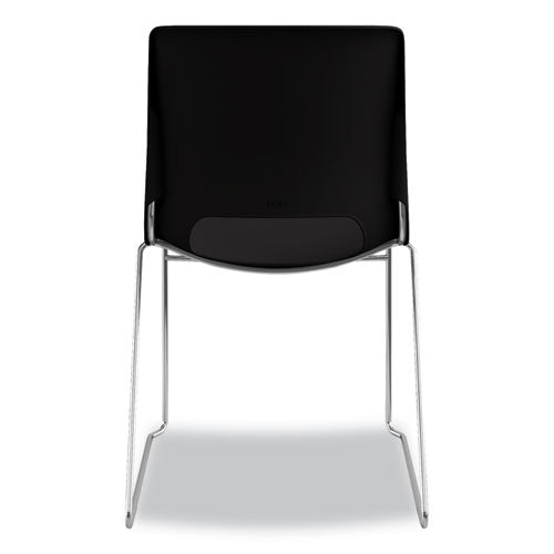 Motivate High-density Stacking Chair, Supports Up To 300 Lb, 17.75" Seat Height, Onyx Seat, Black Back, Chrome Base, 4/carton