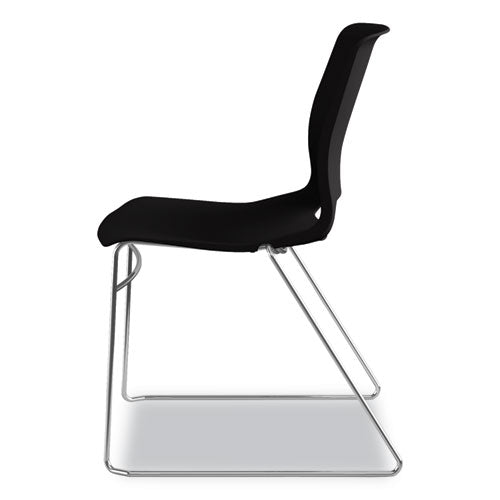 Motivate High-density Stacking Chair, Supports Up To 300 Lb, 17.75" Seat Height, Onyx Seat, Black Back, Chrome Base, 4/carton