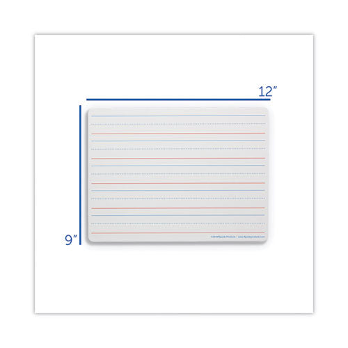 Magnetic Two-sided Red And Blue Ruled Dry Erase Board, 12 X 9, Ruled White Front/unruled White Back, 12/pack