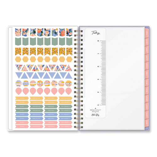 Margaret Jeane Geo Tile Academic Weekly/monthly Planner, 8 X 5, Blue/peach Cover, 12-month (july To June): 2022 To 2023