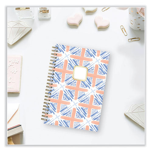 Margaret Jeane Geo Tile Academic Weekly/monthly Planner, 8 X 5, Blue/peach Cover, 12-month (july To June): 2022 To 2023