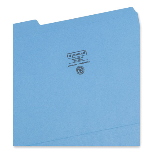 Reinforced Top Tab Colored File Folders, 1/3-cut Tabs: Assorted, Letter Size, 0.75" Expansion, Blue, 100/box