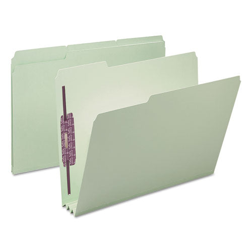 Recycled Pressboard Fastener Folders, 1/3-cut Tabs, Two Safeshield Fasteners, 3" Expansion, Letter Size, Gray-green, 25/box